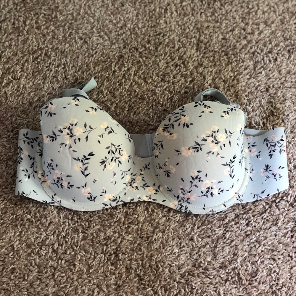 Baby Blue, Floral Push-up Bra, 36B